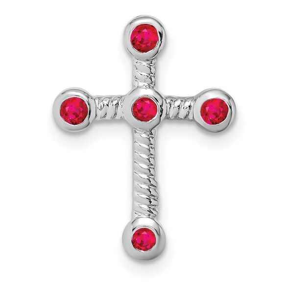 Kazi Luxury 14k White Gold Ruby Cross Chain Slide